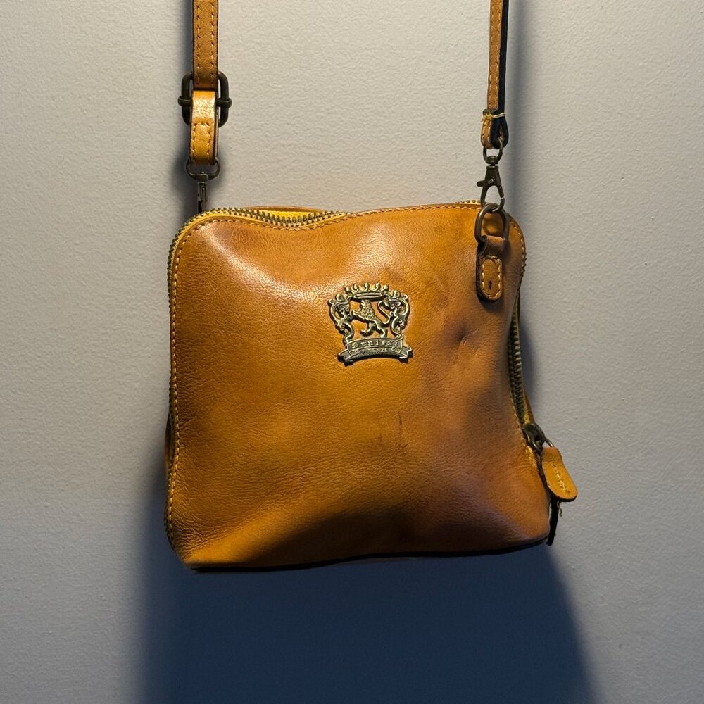 Pratesi Firenze Genuine Leather Crossbody Bag Tan Italian Handmade